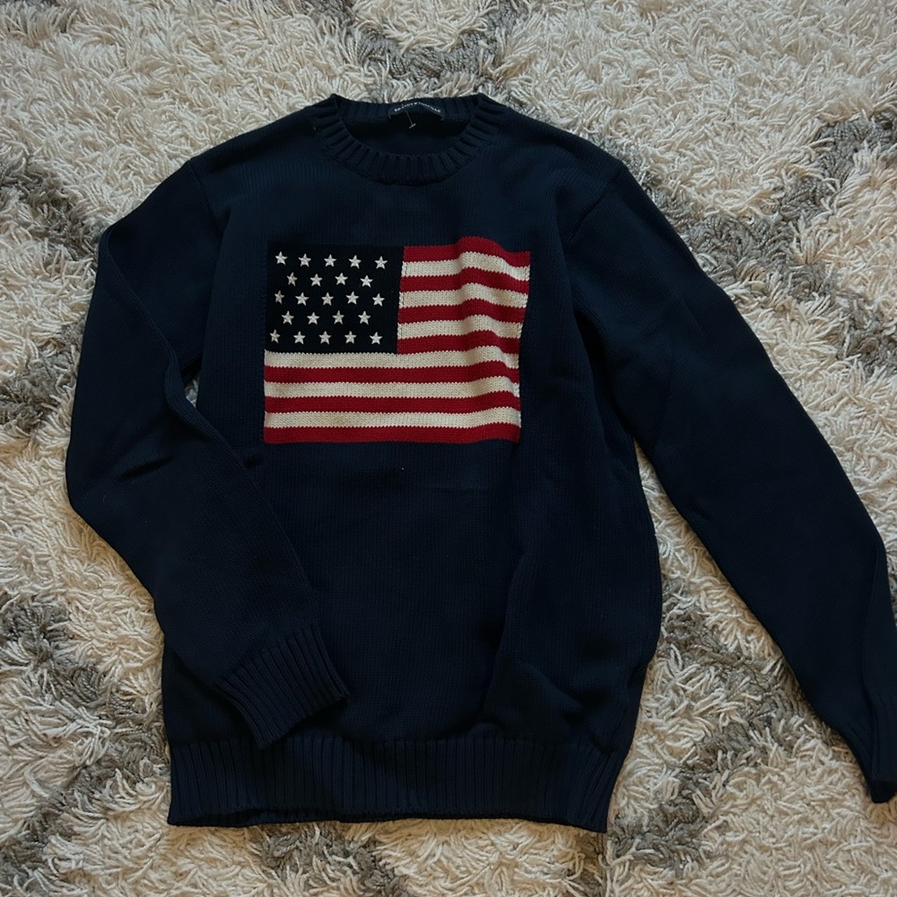 Brandy Melville Navy Blue American Flag Sweater